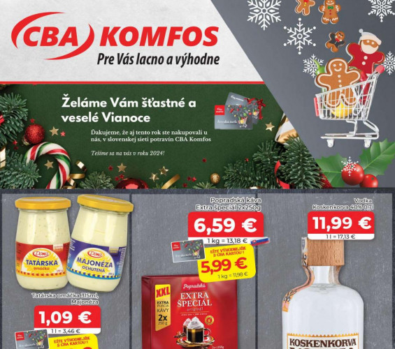 cba-komfos - leták CBA Komfos Vianoce od 15.12.2023