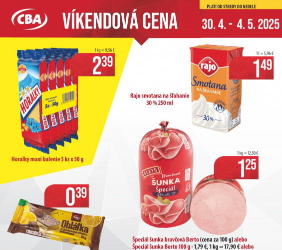 cba-komfos - leták CBA víkend od 30.04.2025