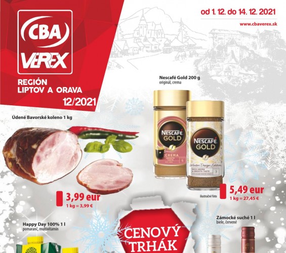 cba-verex - CBA Verex  leták Cenový trhák od 01.12.2021