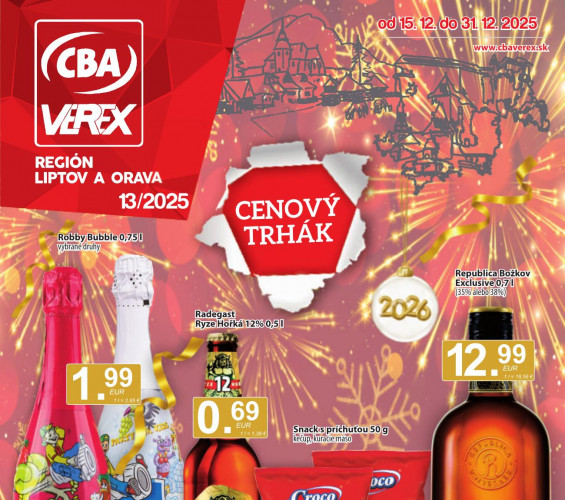 cba-verex - leták CBA Verex výhodne od 15.12.2025