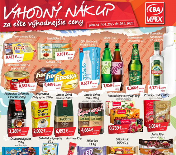 cba-verex - leták CBA Verex výhodný nákup od 14.04.2025