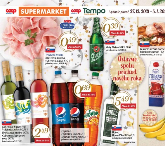 coop - Akciový leták COOP Supermarket od 27.12.2021