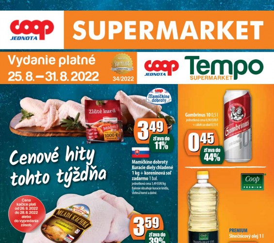 coop - leták Coop Supermarket od 25.08.2022