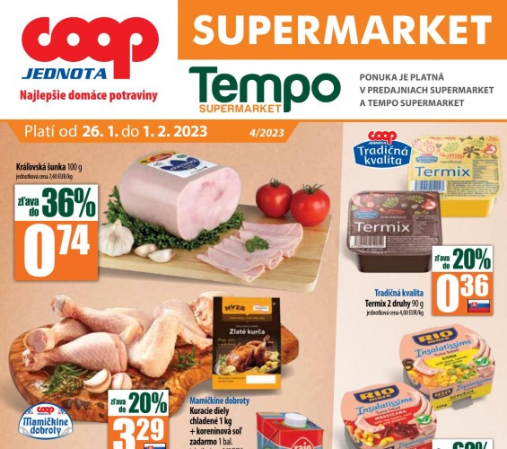 coop - leták Coop Supermarket od 26.01.2023