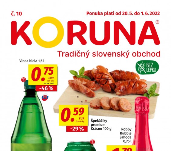 Potraviny Koruna - Akciový leták od 20.05.2022