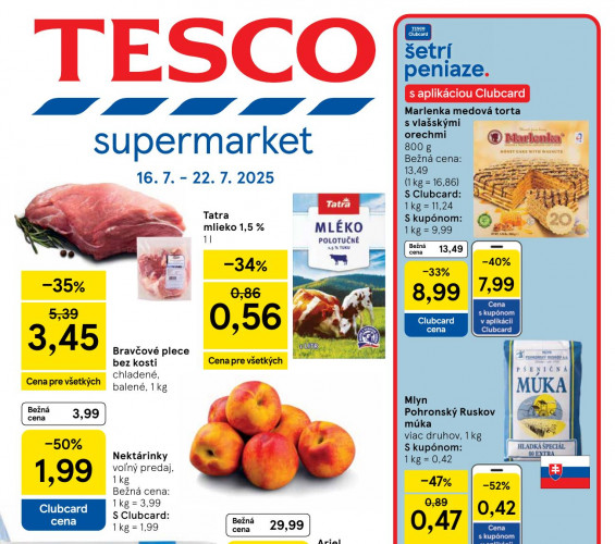 tesco - leták Tesco Supermarkety od 16.07.2025