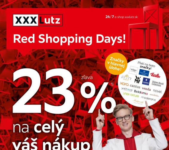 xxx-lutz - leták Red Shopping Days - zľava 23 % na celý váš nákup od 20.03.2023